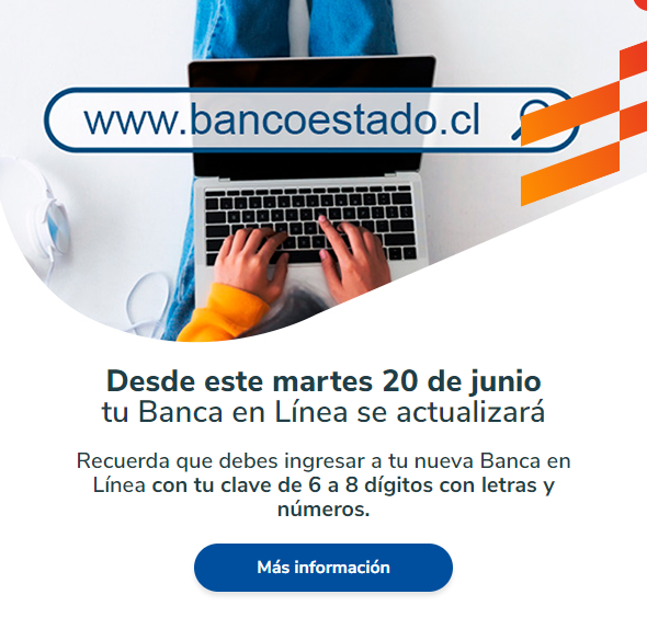 Captura de anuncio de cambios en Banca en Línea.