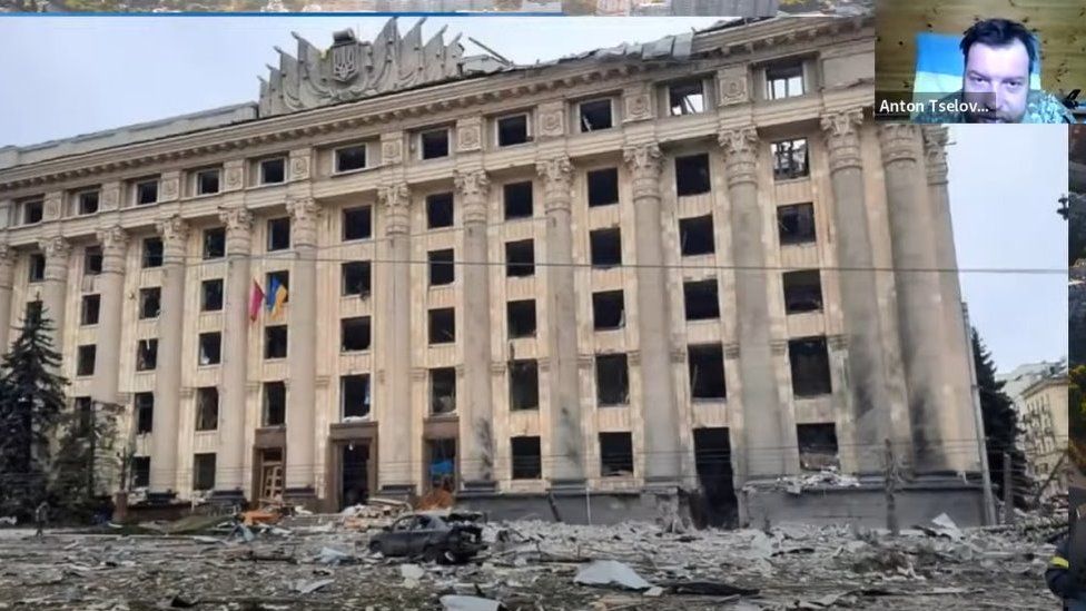 Edificio destruido por las bombas.