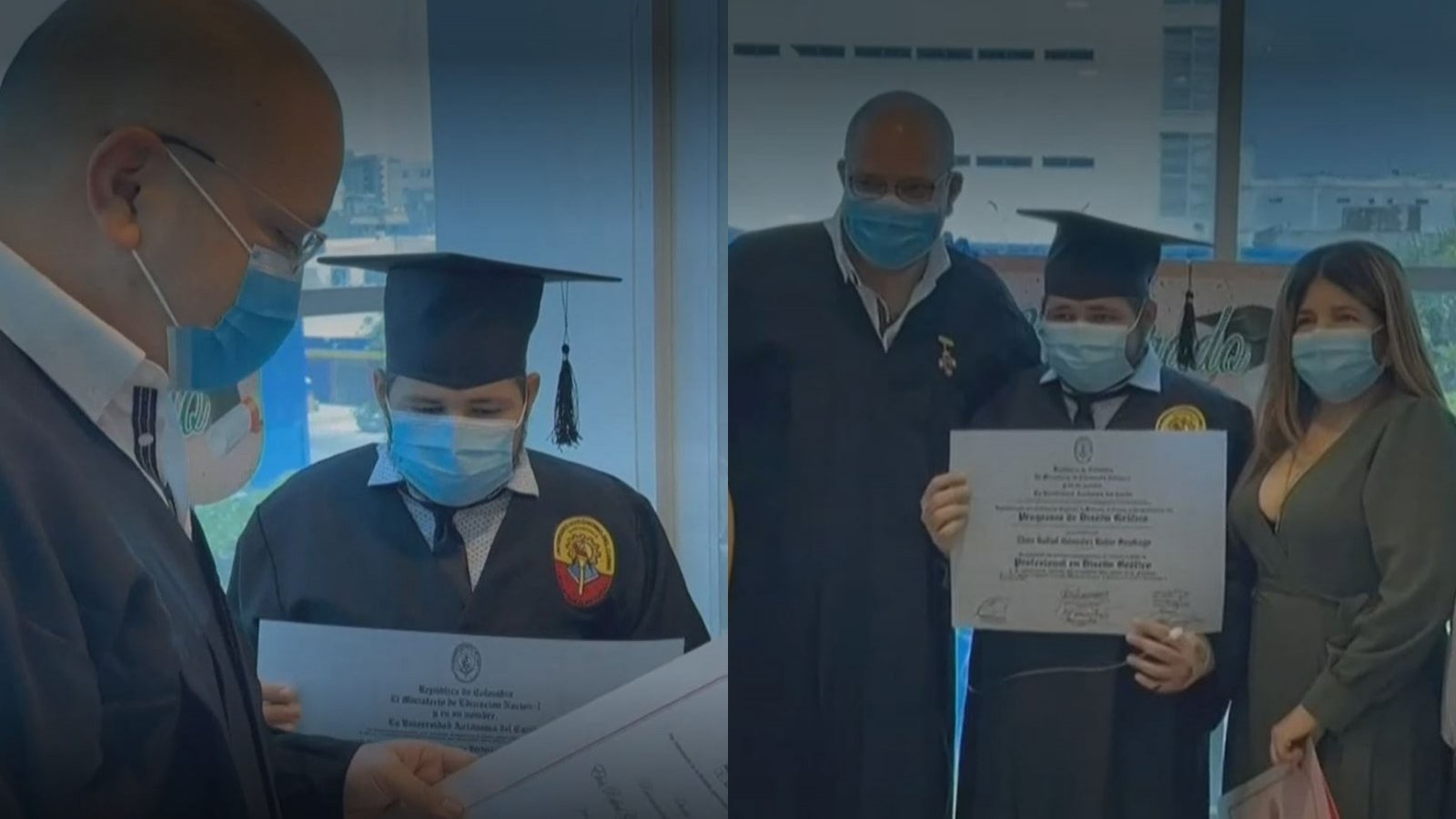 Joven con cáncer Elvis González recibe título de Diseñador gráfico tras ceremonia organizada por rector de la Universidad Autónoma del Caribe Mauricio Molinares en clínica de Barranquilla