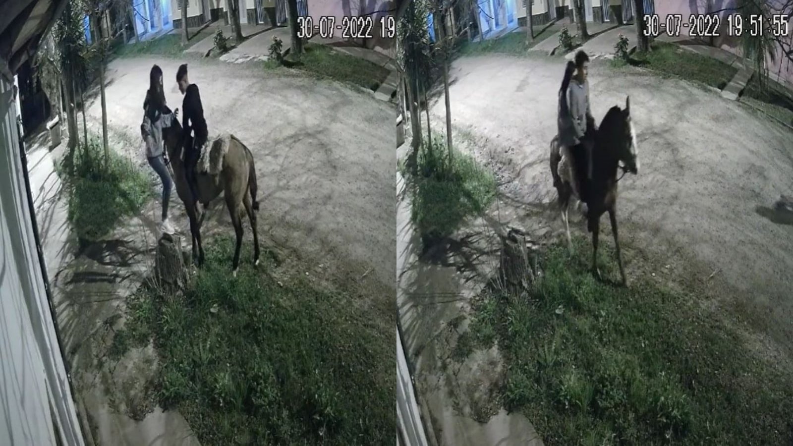 Captura de dos jóvenes argentinos pasan a buscar a sus parejas a caballo en un video que se transformó en viral