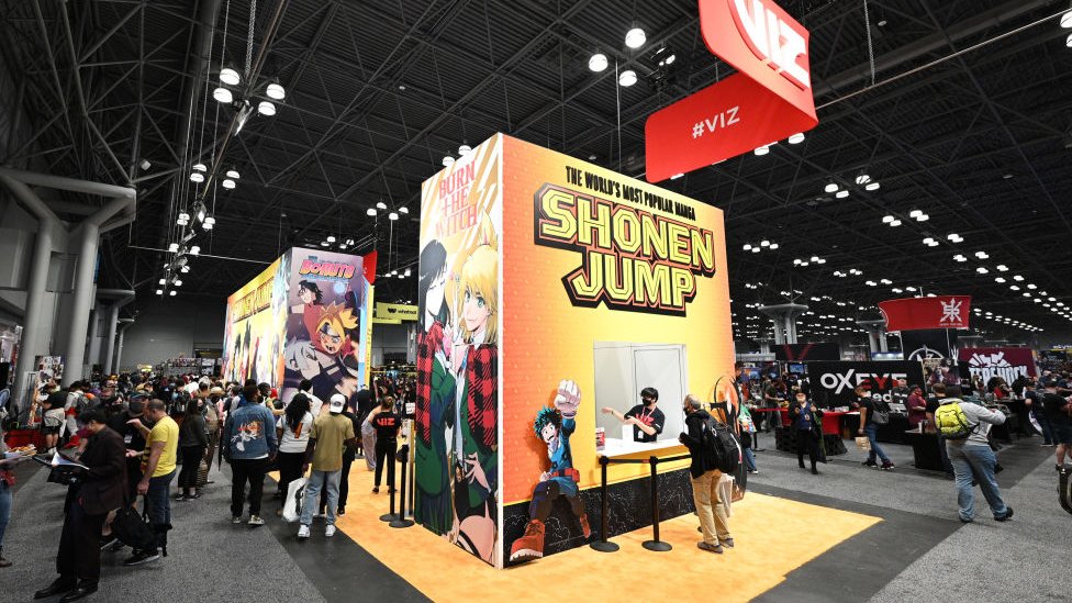 Un estand de Shonen Jump en el ComicCon de Nueva York 2021