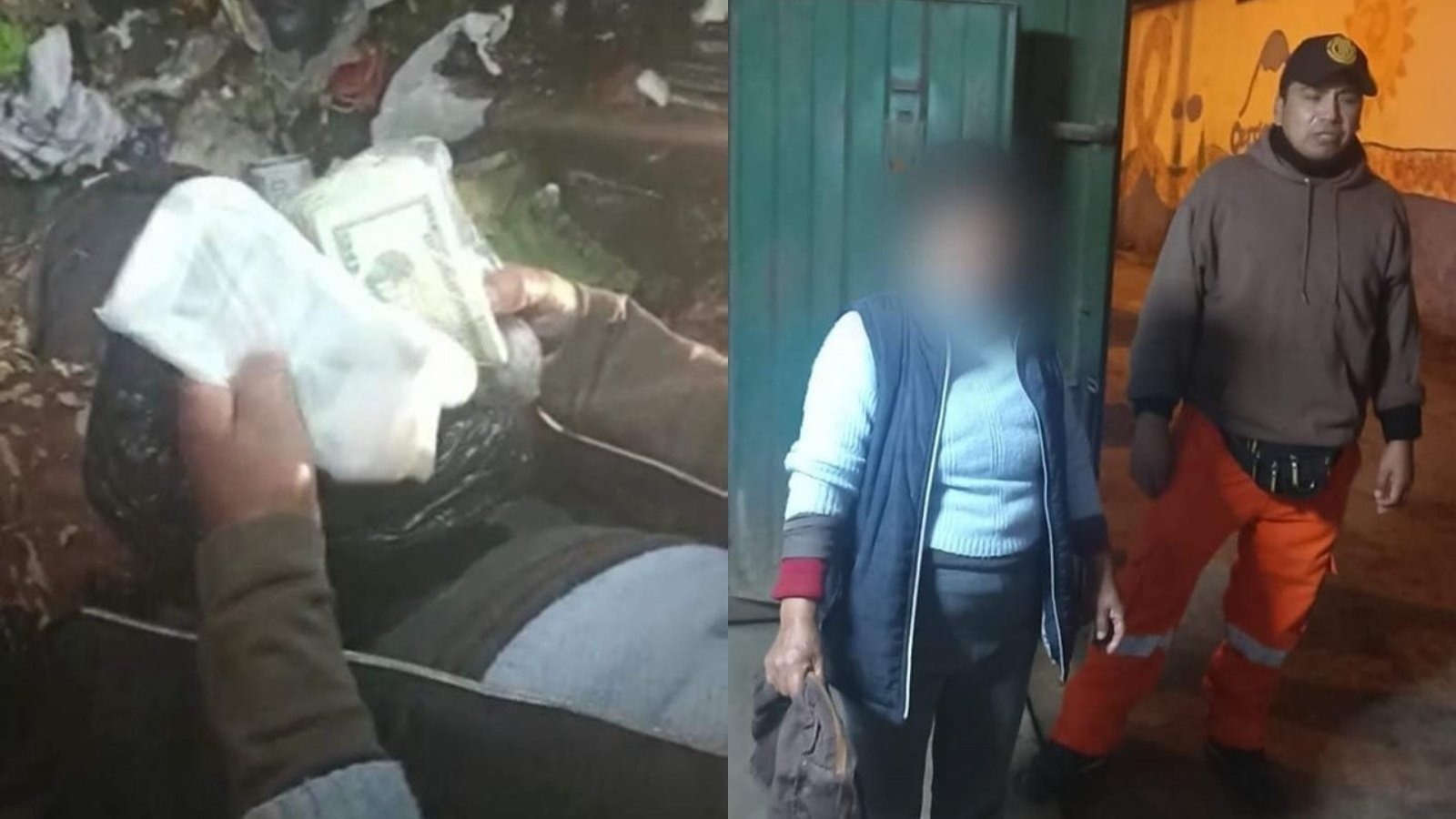 Captura de la entrega de millonario monto a mujer que desechó por error un bolso en Perú