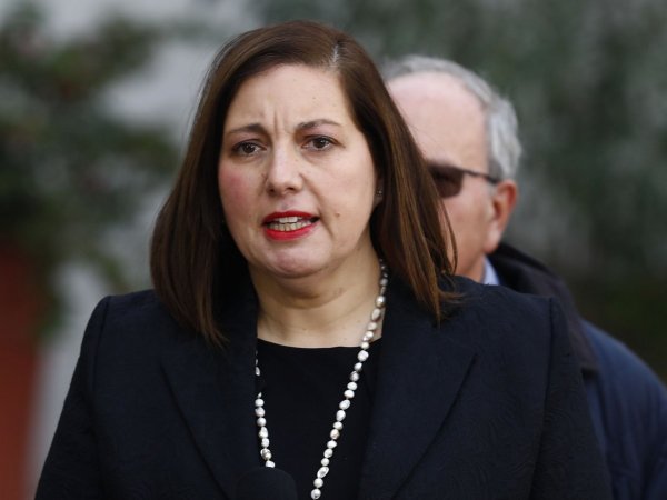 Paulina Vodanovic en un punto de prensa