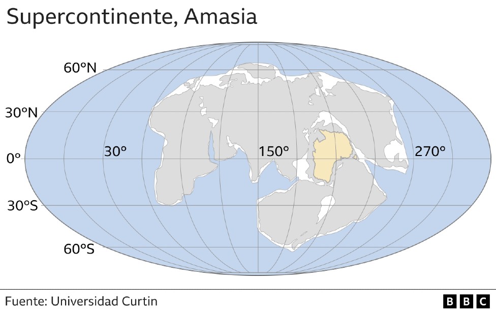 Mapa del próximo supercontinente basado en una proyección
