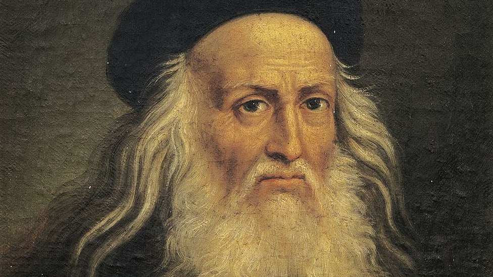 Pintura retrato de Leonardo da Vinci.