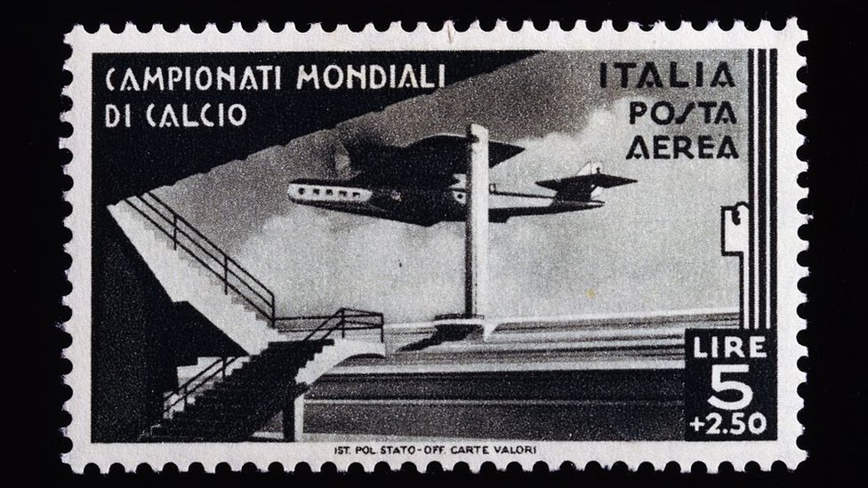 Sello postal de la Copa del Mundo de 1934, en la Italia gobernada por Mussolini