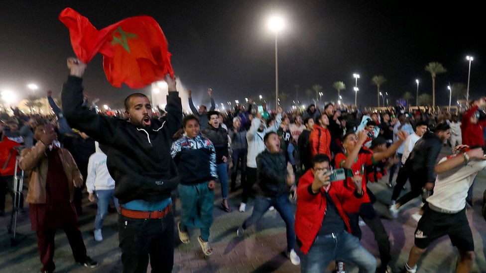 Hinchas de Marruecos en Trípoli, capital de Libia.