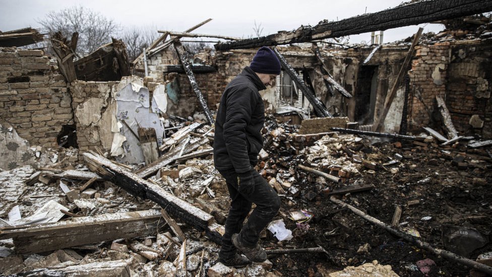 Casa destruida en Zaporiyia
