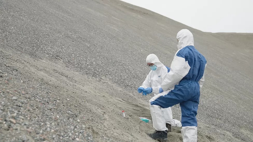 Científicos extrayendo muestras de suelo