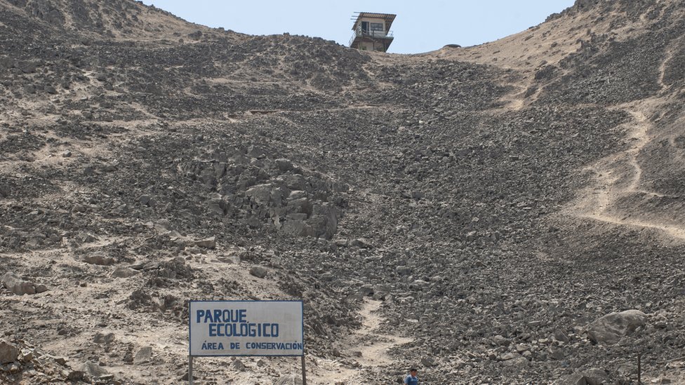 Loma sin urbanizar con un cartel que dice "Parque Ecológico"