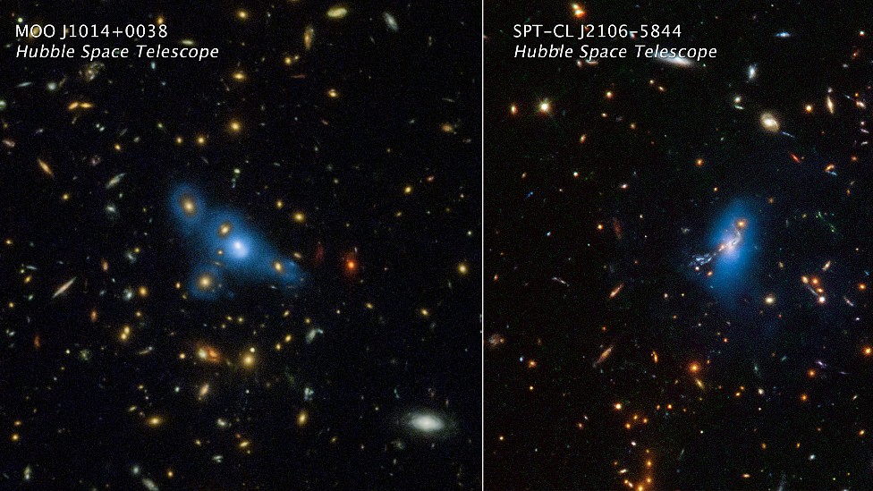 Luz intracumular en dos cúmulos de galaxias en imágenes captadas por el telescopio espacial Hubble
