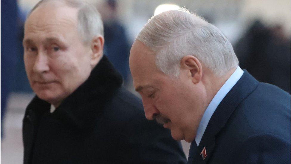 Vladimir Putin y Alexander Lukashenko.