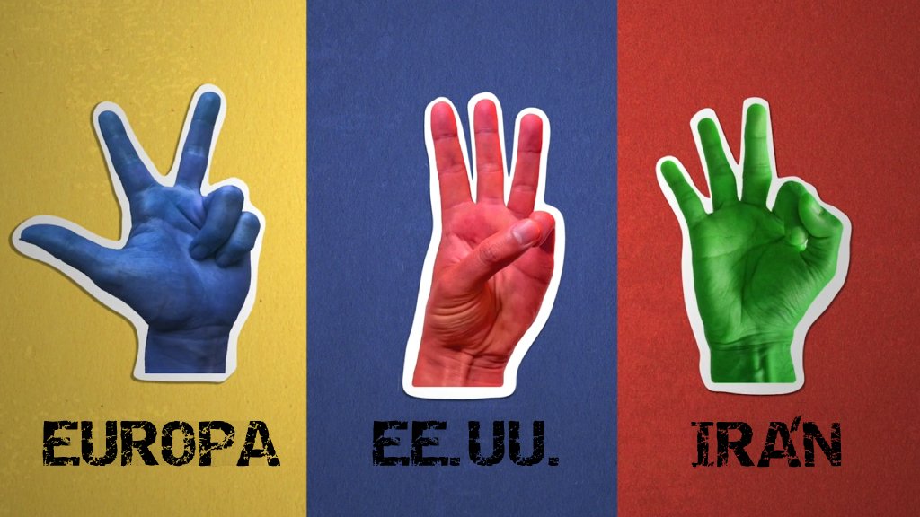 Manos mostrando la diferencia de contar en Europa, EE.UU. e Irán.