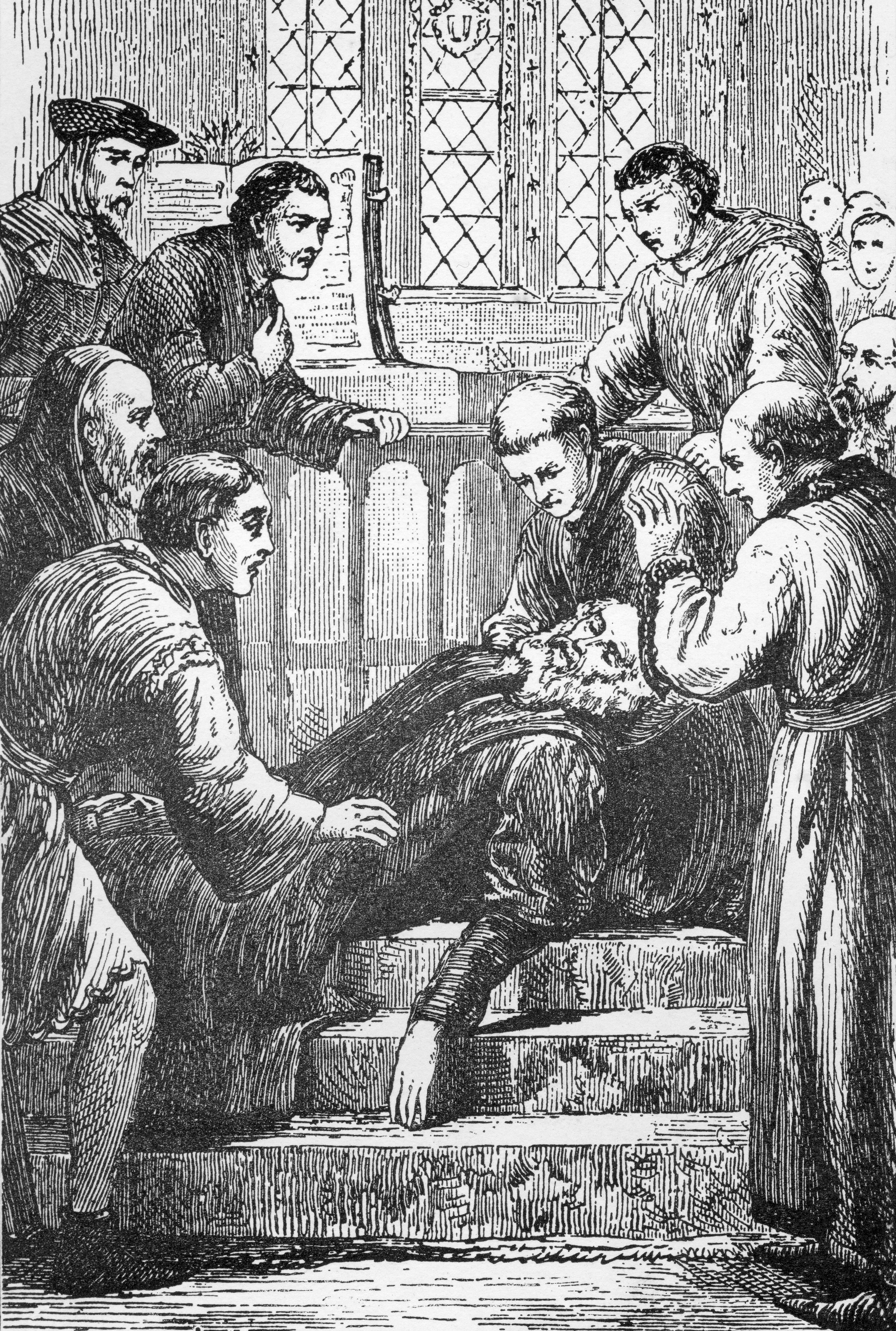 Ilustración de la muerte de John Wycliffe.