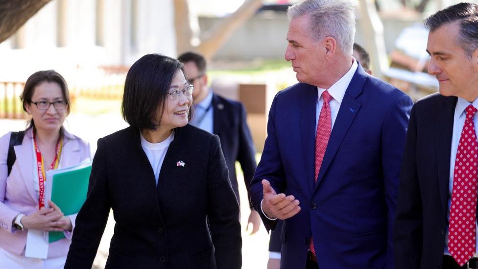 Reunión de la presidenta de Taiwán, Tsai Ing-wen, y el líder parlamentario estadounidense Kevin McCarthy