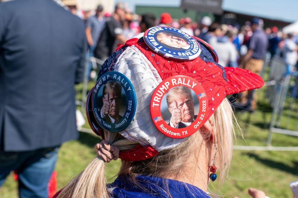 Seguidora de Trump en Waco en marzo de 2023.