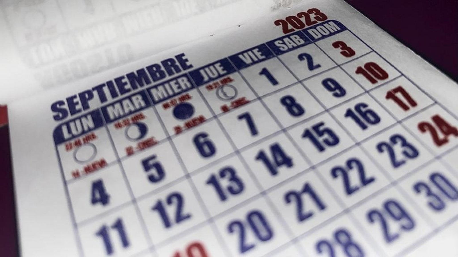 Calendario del 2023 ubicado en el mes de septiembre