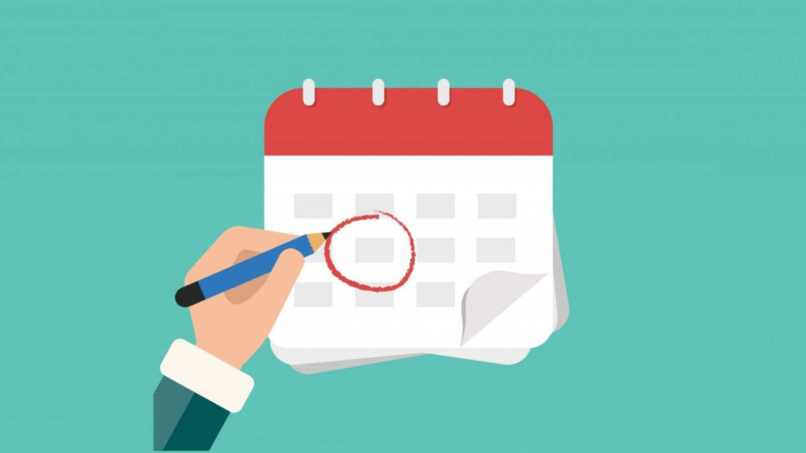 Dibujos animados de mano marcando día en un calendario