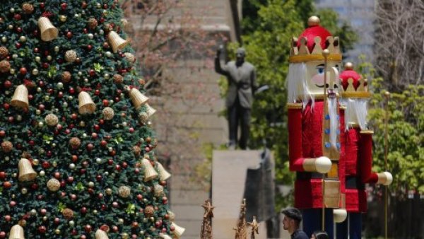 Decoración de Navidad en el centro de Santiago