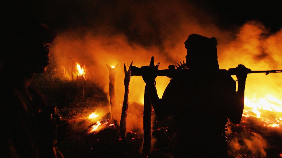 El poblado incendiado de Chero Kasi