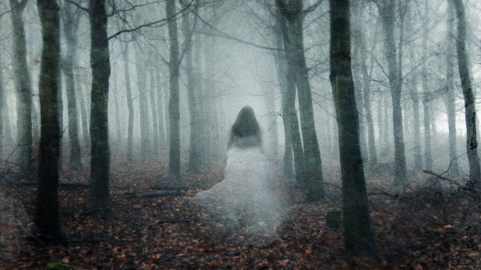 Un fantasma en un bosque.