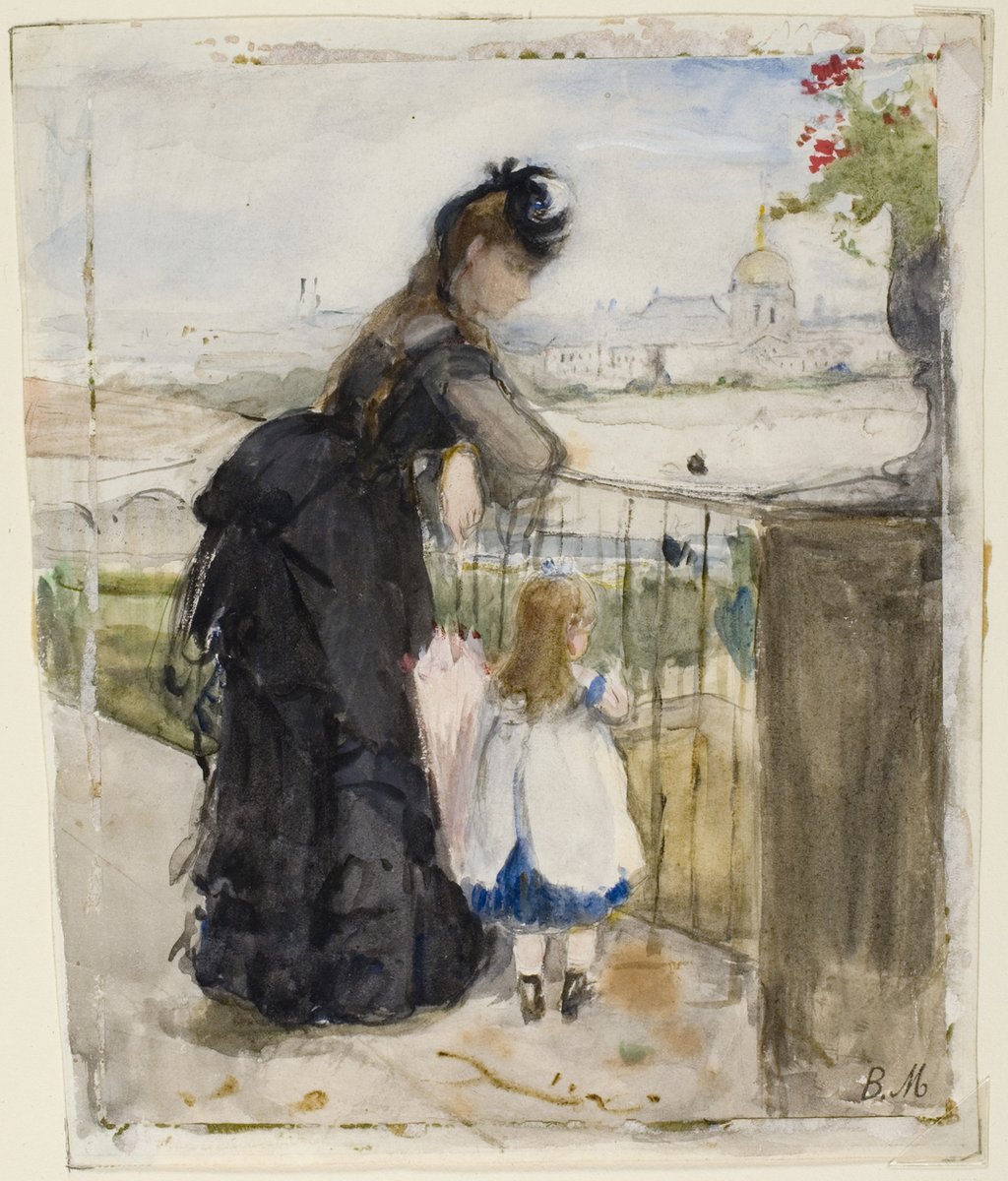 "En el balcón", obra en acuarela que después pintaría en óleo. (1871/2).