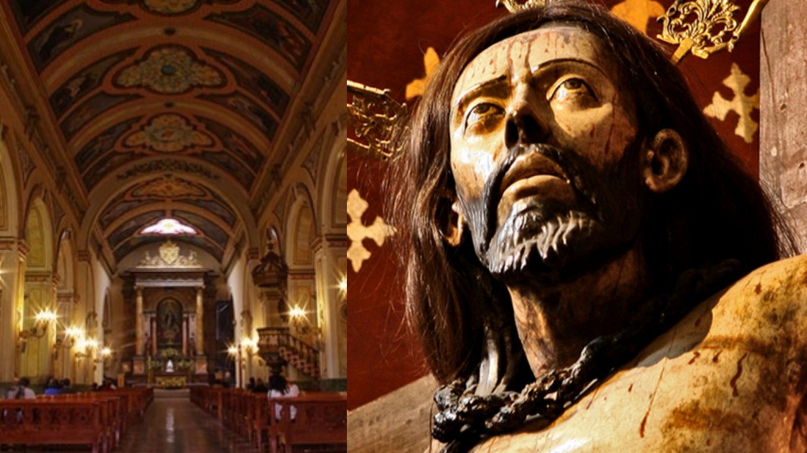 A la izquierda, el Templo San Agustín por dentro, y a la derecha, el Cristo de Mayo.