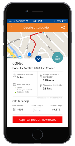 Celular con la app de Calefacción en línea abierta