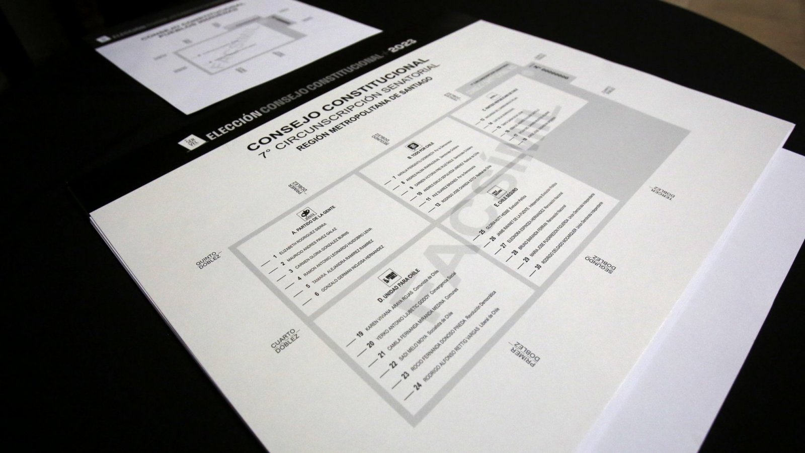 Facsímil de votación de la región Metropolitana