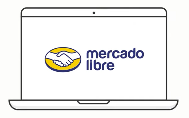 Logo de Mercado Libre sobre icono de computador