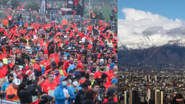 Fotos de la Maratón de Santiago y de la cordillera, vista desde Santiago.