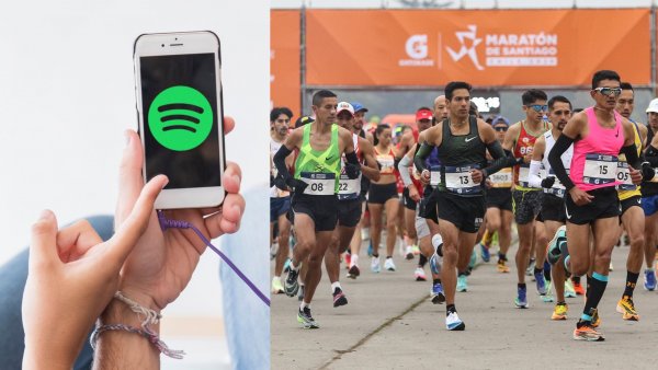 Foto referencial de Spotify y de la Maratón de Santiago.