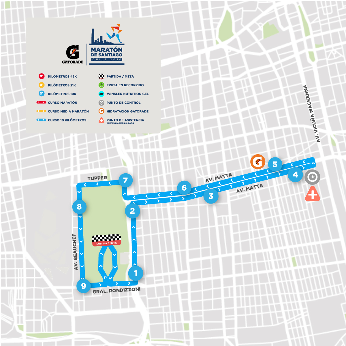 Recorrido 10 k Maratón de Santiago
