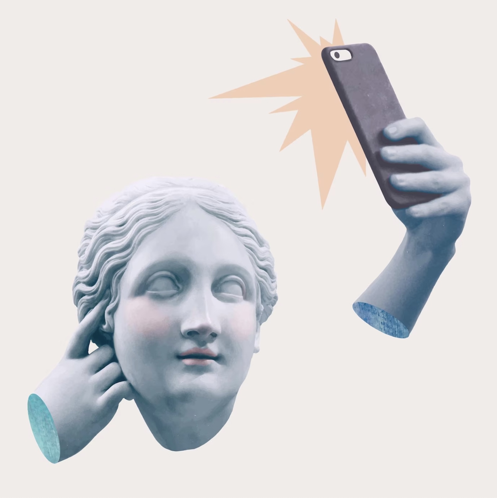 Imagen de un busto sacándose una foto con un teléfono.