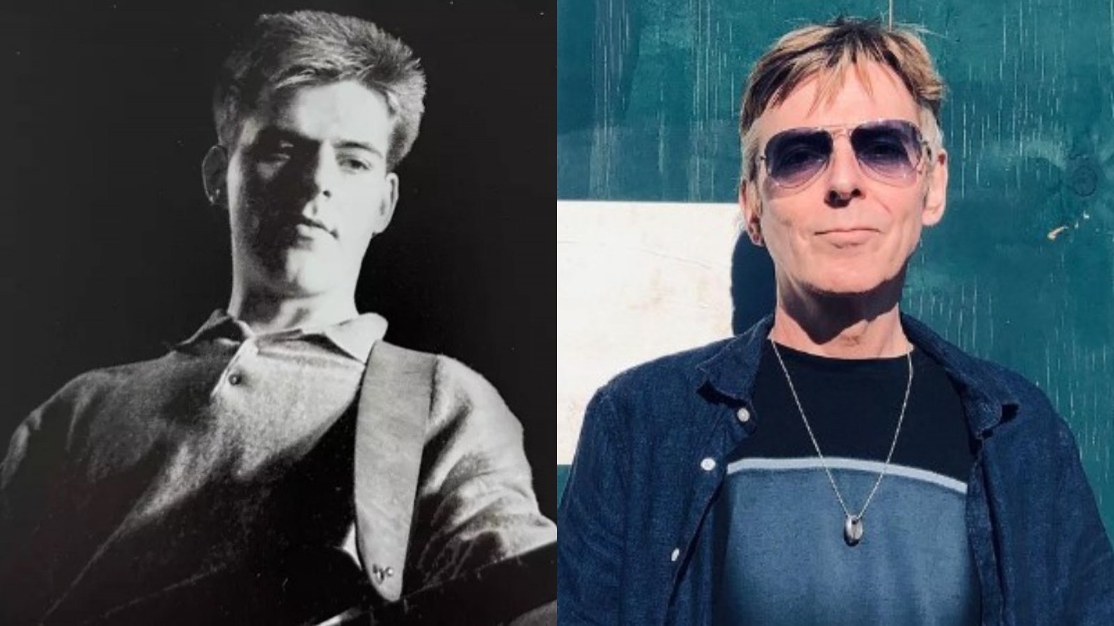 Andy Rourke en fotoografías de joven y actual.