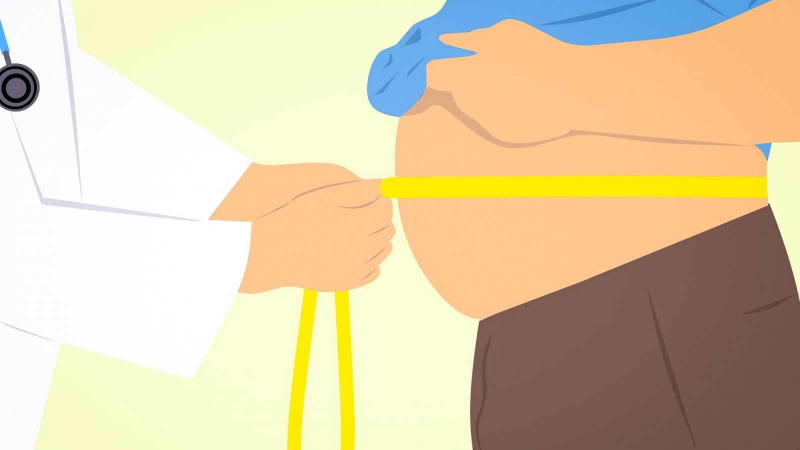 Gráfica de un doctor midiendo la cintura de una persona.