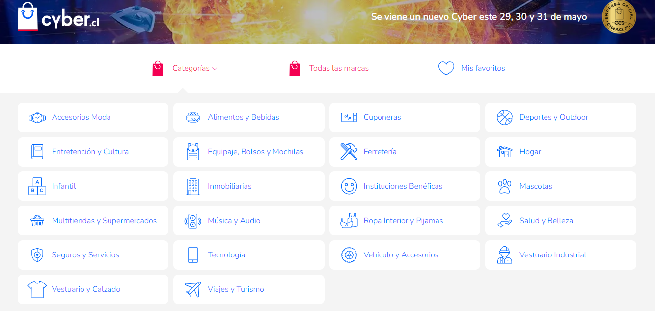 Página web de CyberDay Chile 2023