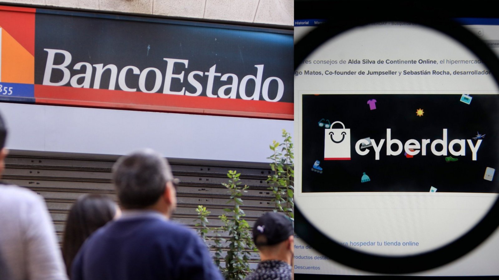 Sucursal de BancoEstado y página web del CyberDay