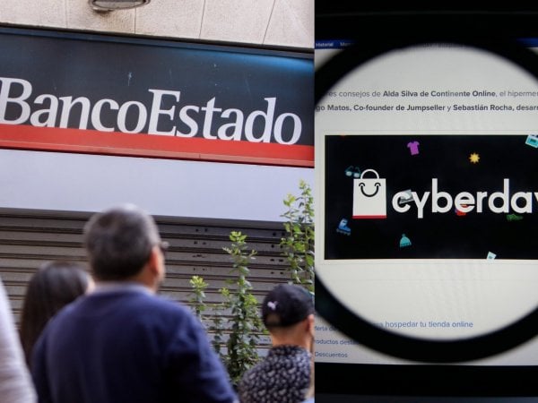 Sucursal de BancoEstado y página web del CyberDay