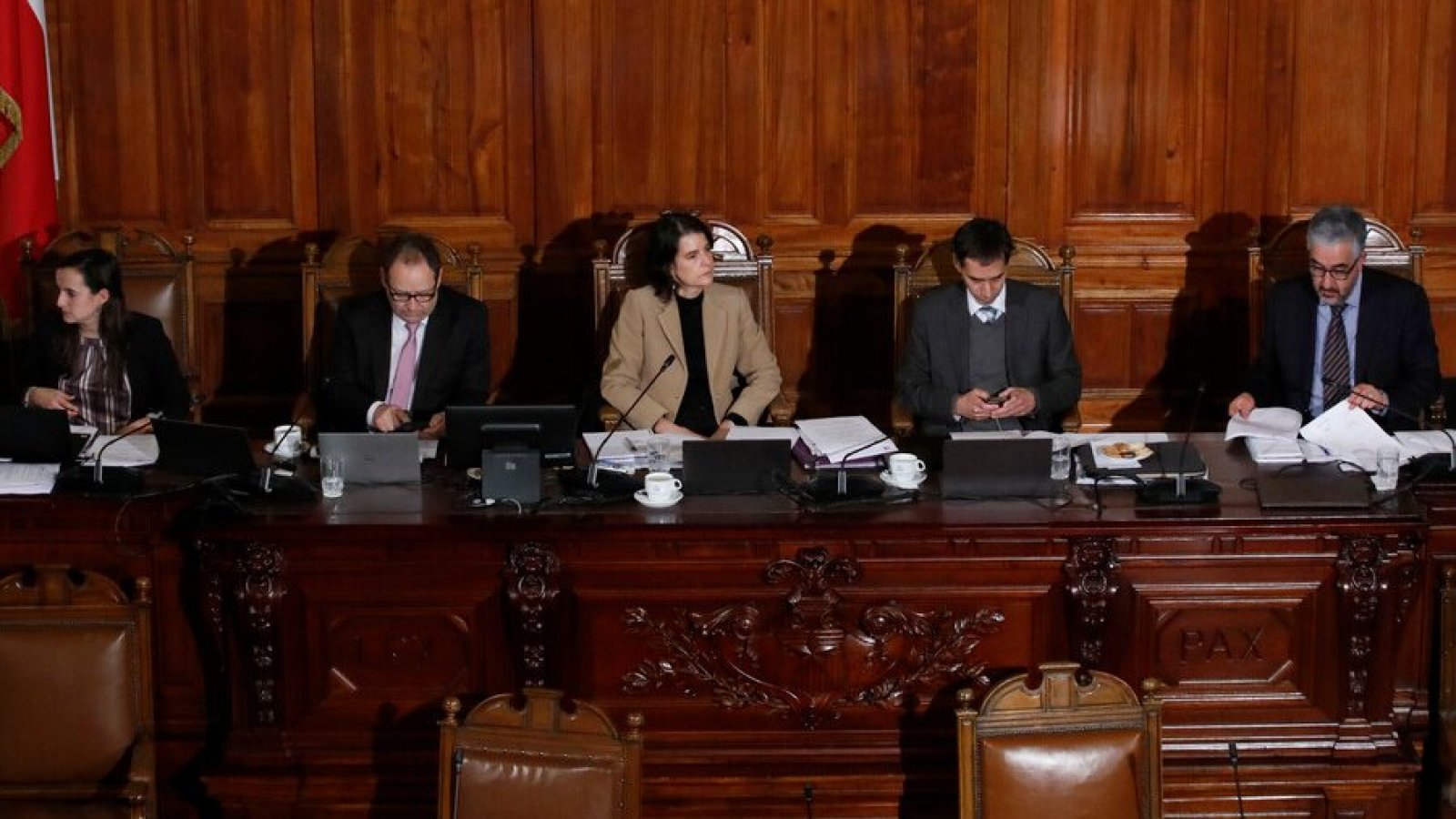 Mesa Directiva de la Comisión Experta en una sesión plenaria