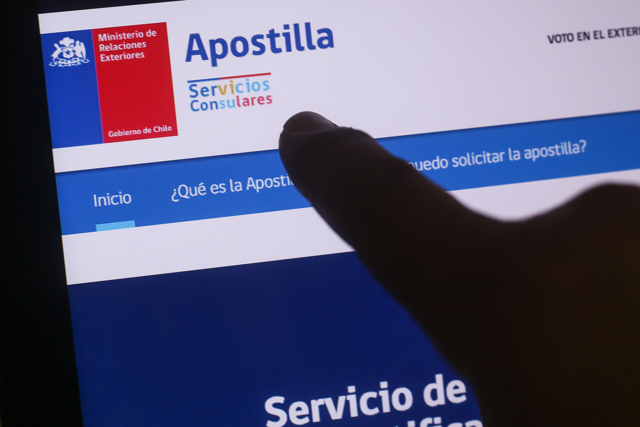 Página del Registro Civil en la sección del trámite de Apostilla