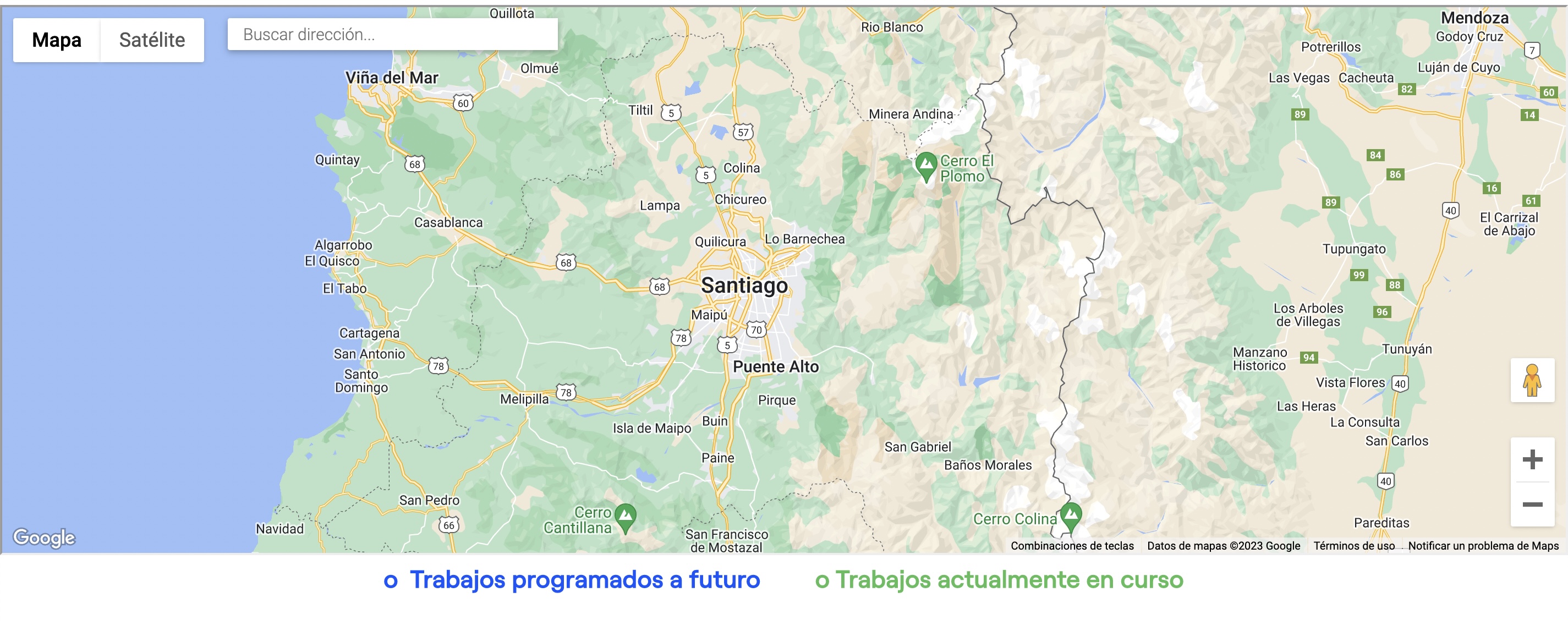 Mapa trabajos programados ENEL