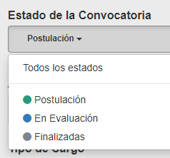 Estados de las convocatorias de trabajo.