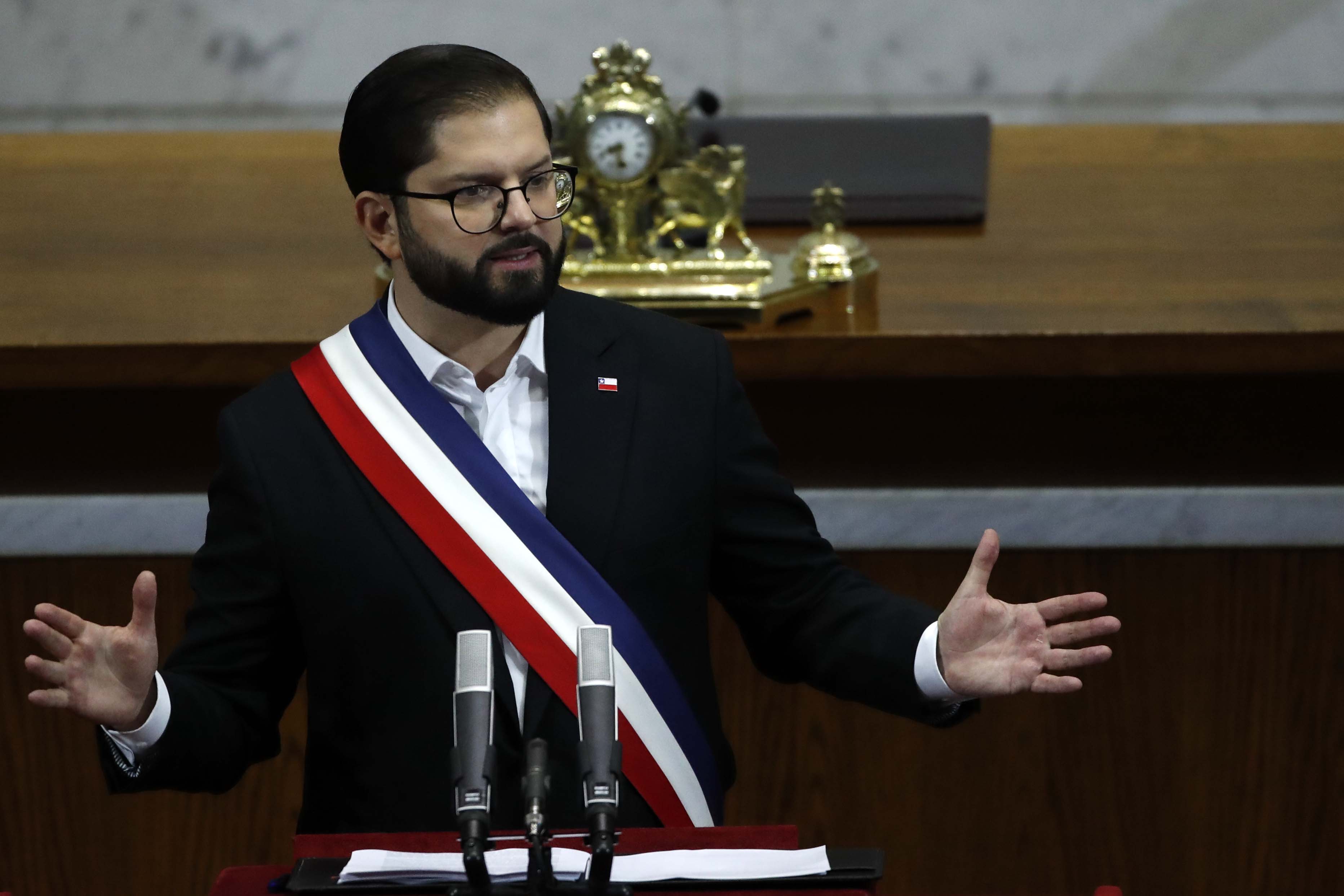 Presidente Gabriel Boric en la cuenta pública 2023.