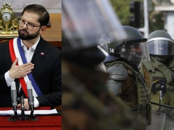 Presidente Gabriel Boric y también carabineros en la fotografía.