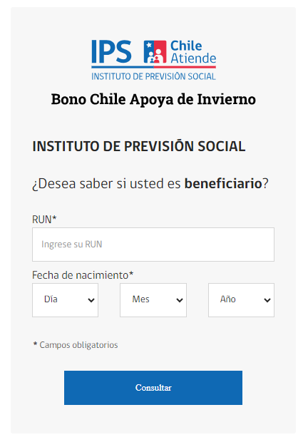 Captura de consulta para Bono Invierno Duplicado.