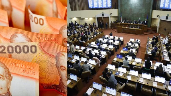Billetes de 20 mil pesos y sesión de la Cámara de Diputadas y Diputados