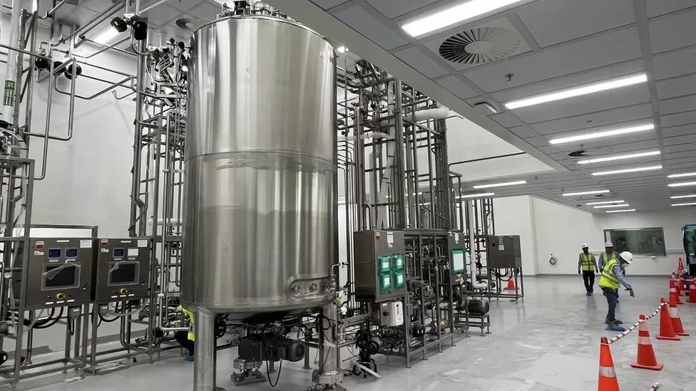 Biorreactores en la planta que Eat Just espera abrir en Singapur en 2024