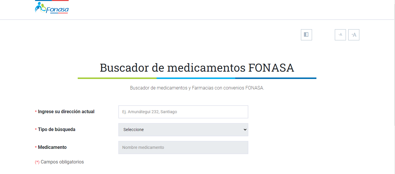 Página web de Fonasa, buscador de medicamentos