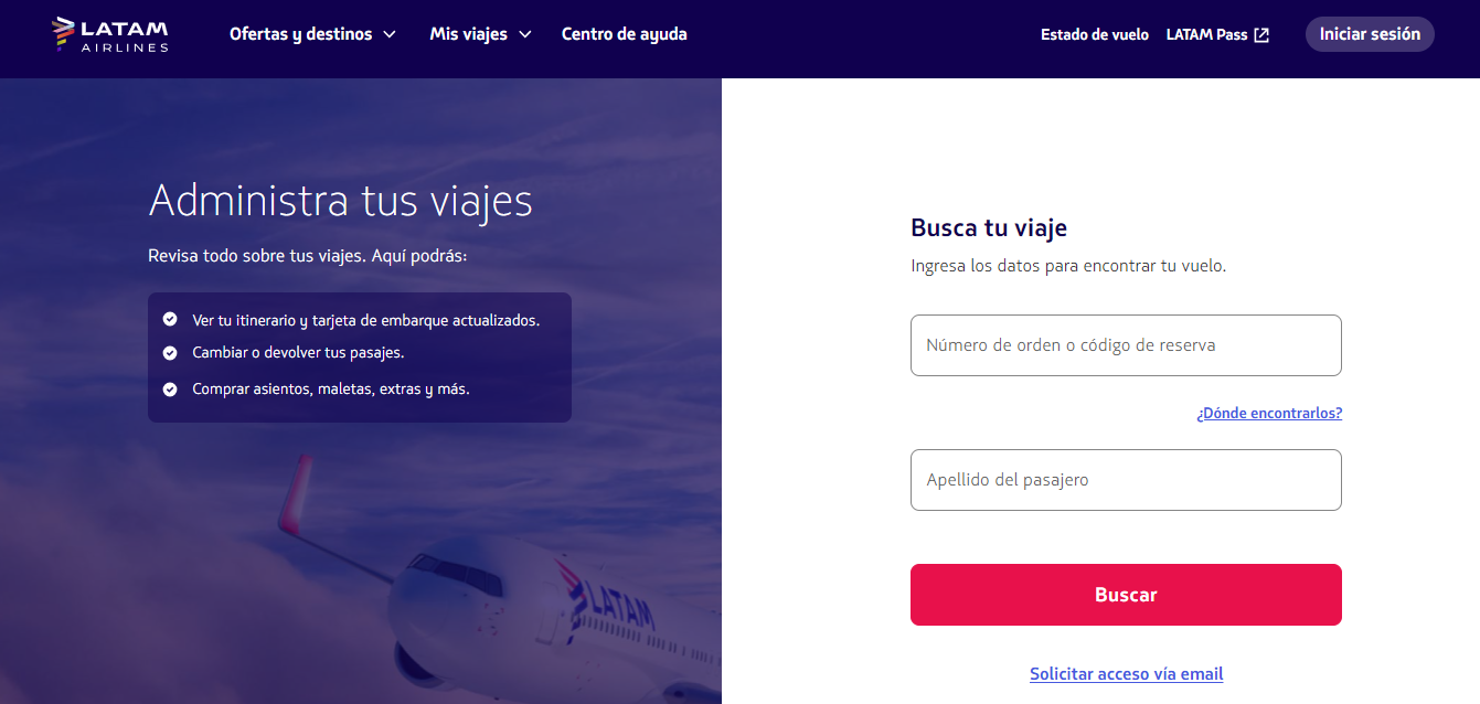 Página web de Latam